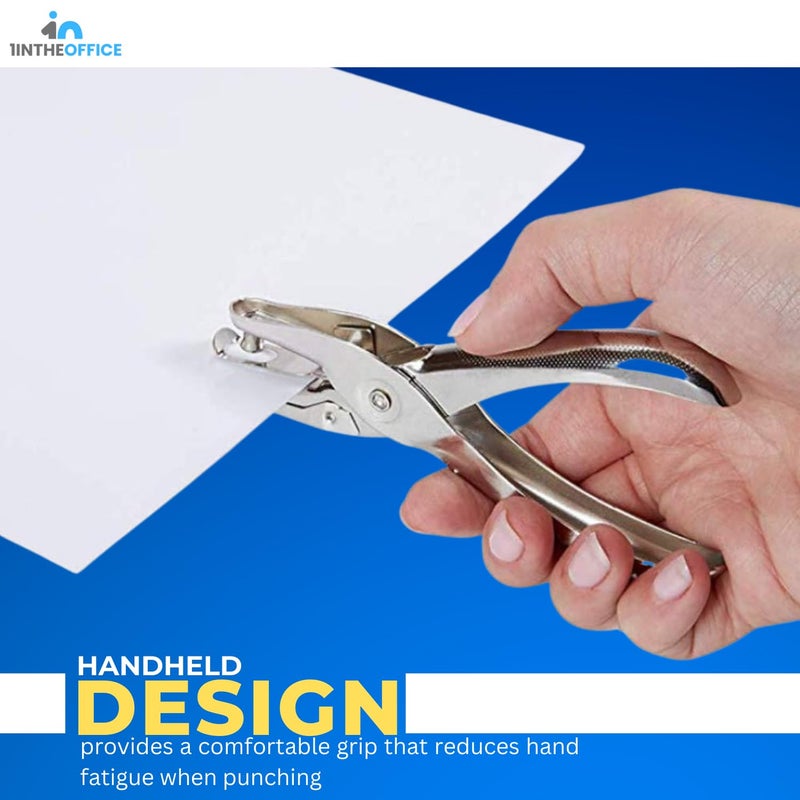 1InTheOffice Single Hole Punch, Heavy Duty Metal Hole Puncher for Paper, 1/4" Handheld Paper Punch â€“ 4 Pack - Image 3